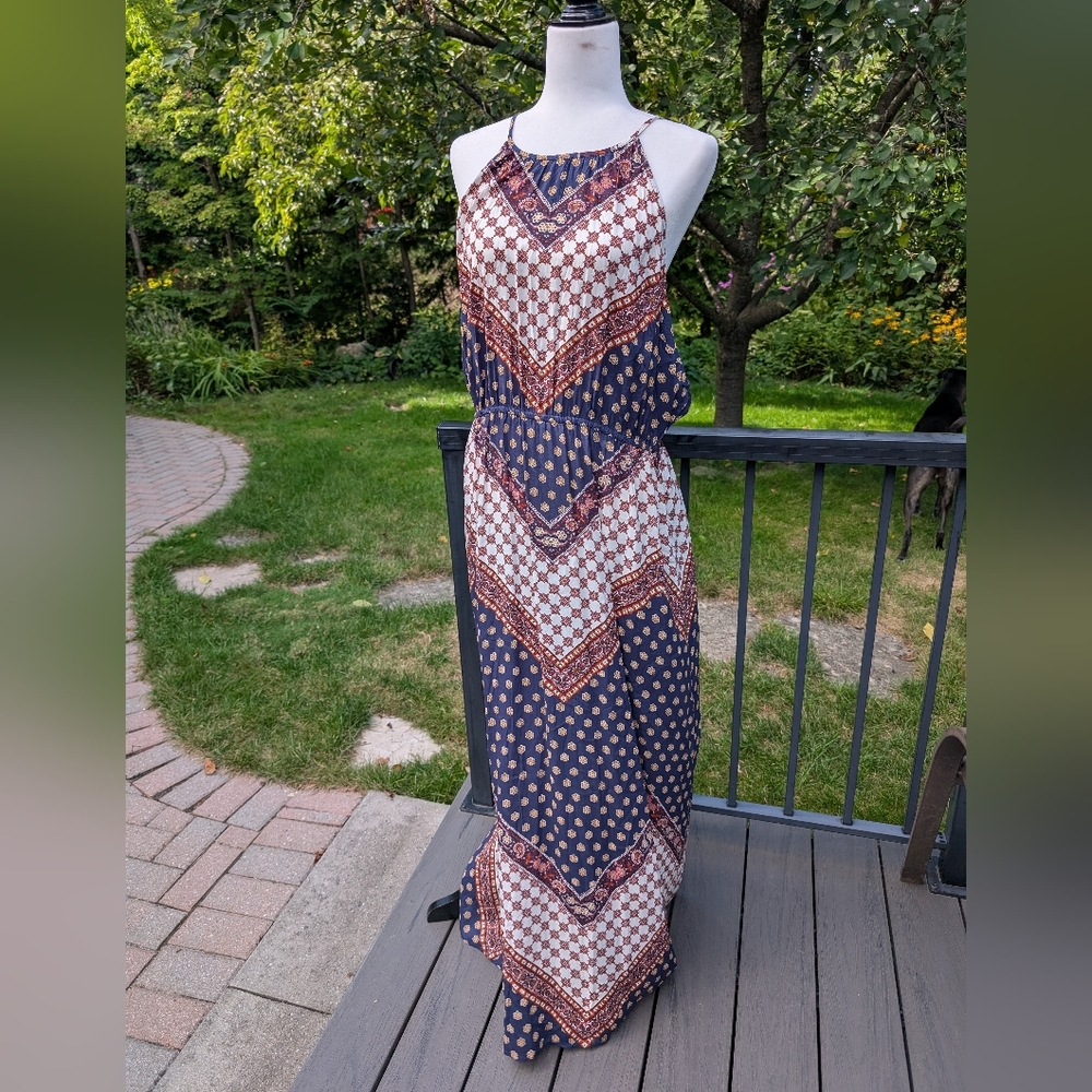 Lucky Brand Women's Size XL Boho Halter Maxi Dress Summer Beach Resort wear